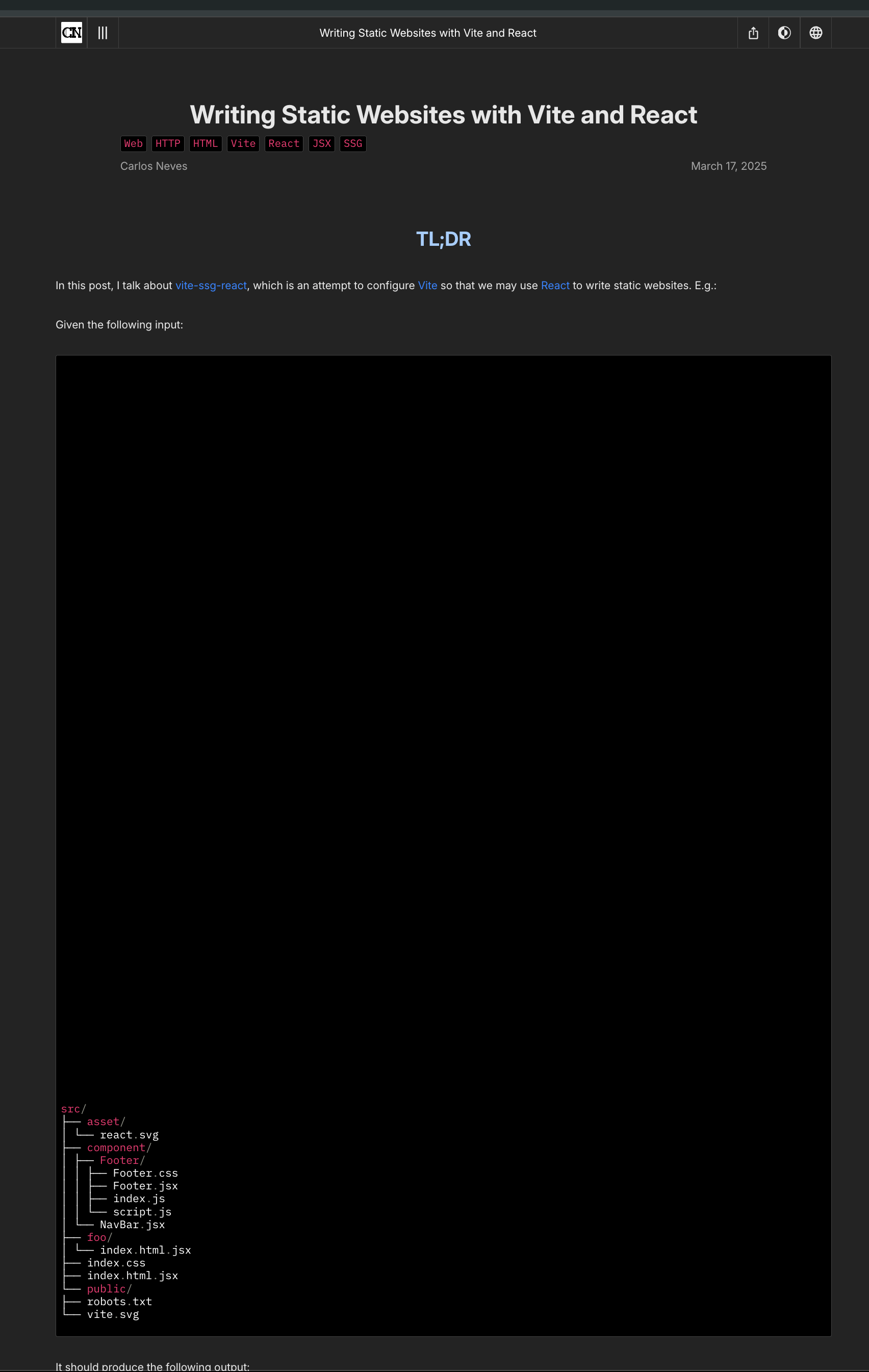 A screenshot of an Astro layout bug; framework markup is inserted within a pre-formatted white-space element